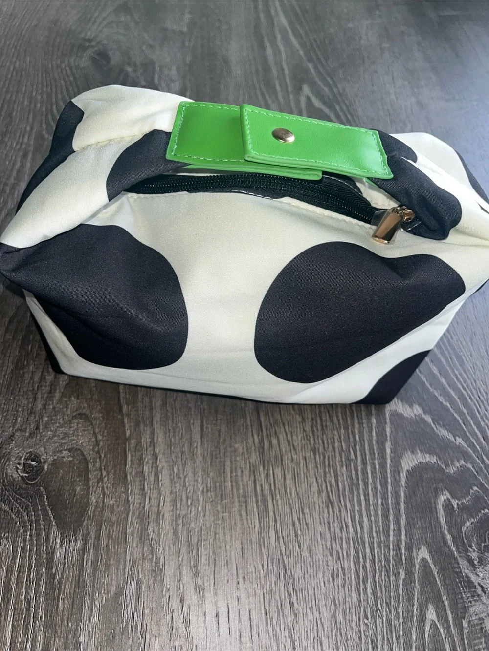 Kate Spade Black & White Polka Dot Makeup Bag with Green Trim NWOT